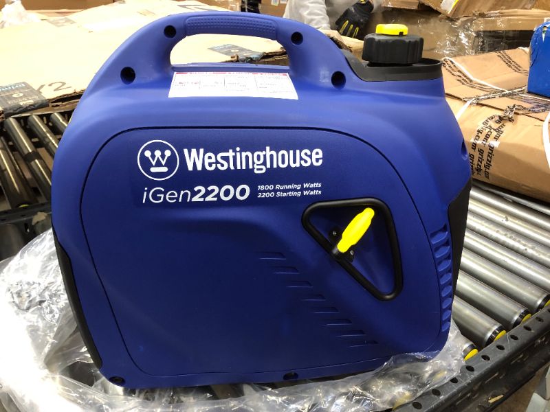 Photo 2 of Westinghouse Outdoor Power Equipment iGen2200 Super Quiet Portable Inverter Generator 1800 Rated & 2200 Peak Watts, Gas Powered, CARB Compliant
** HAD GASOLINE INSIDE / FOR PARTS **