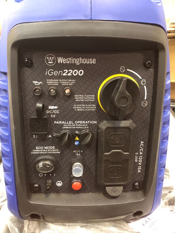 Photo 3 of Westinghouse Outdoor Power Equipment iGen2200 Super Quiet Portable Inverter Generator 1800 Rated & 2200 Peak Watts, Gas Powered, CARB Compliant
** HAD GASOLINE INSIDE / FOR PARTS **