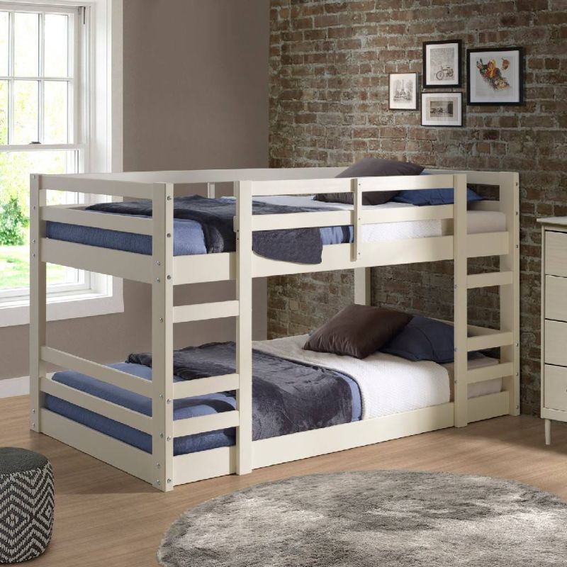 Photo 1 of Low Wood Twin Bunk Bed in White - Walker Edison BWJRTOTWH
