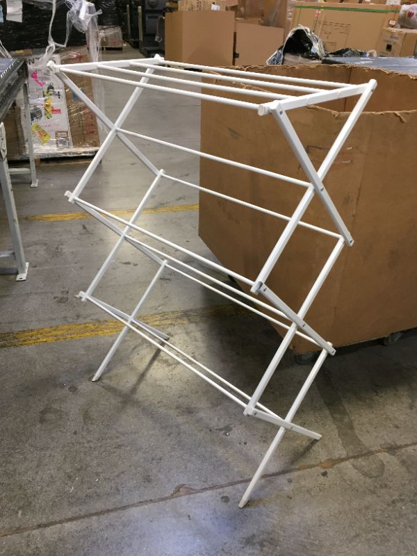 Photo 2 of Amazon Basics Foldable Laundry Rack for Air Drying Clothing - 41.8 x 29.5 x 14.5, White
