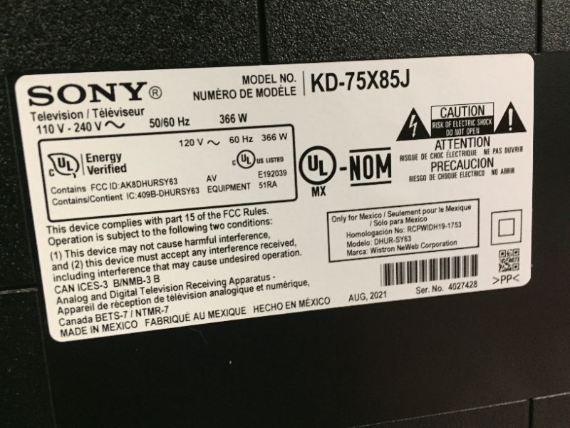 Photo 5 of Sony 75" Class KD75X85J 4K Ultra HD LED Smart Google TV with Dolby Vision HDR X85J