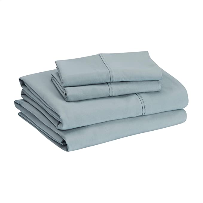 Photo 1 of Amazon Basics Lightweight Super Soft Easy Care Microfiber Bed Sheet Set SPA BLUE 4PACK 