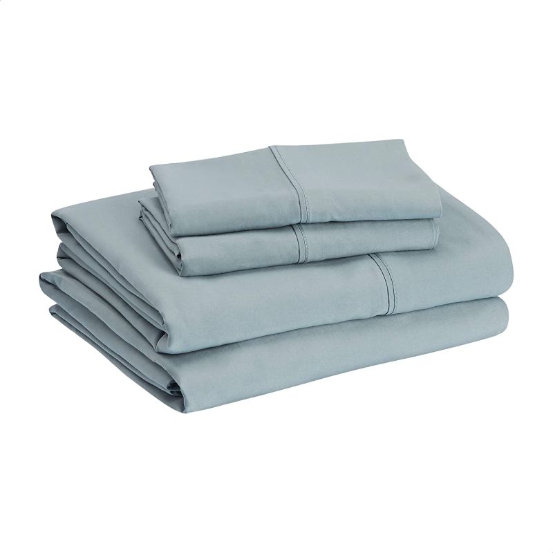 Photo 1 of Amazon Basics Lightweight Super Soft Easy Care Microfiber Bed Sheet Set with 14" Deep Pockets - Queen, Spa Blue
