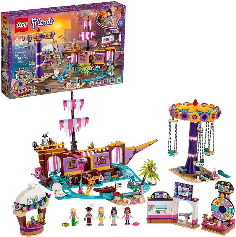 Photo 1 of LEGO Friends Heartlake City Amusement Pier 41375 Toy Rollercoaster Building Kit with Mini Dolls and Toy Dolphin, Build and Play Set Includes Toy Carousel, Ticket Kiosk and More (1,251 Pieces)