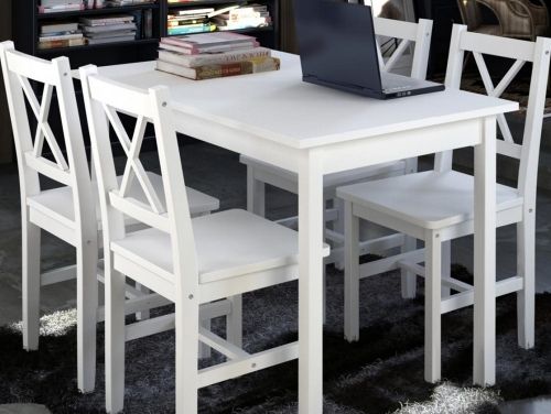 Photo 1 of Dining set - table and four chairs lacquered in white