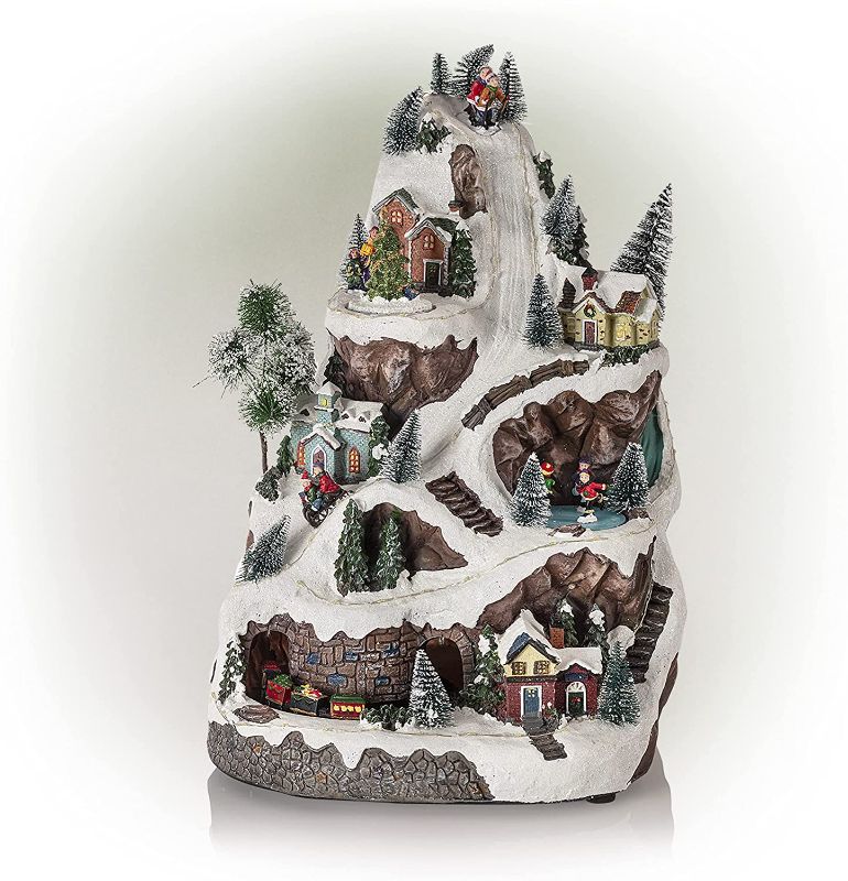 Photo 1 of Alpine Corporation WHS102WW Animated Winter Wonderland Set with LED Light and Music Festive Christmas Holiday Indoor Decor for Home, 18-Inch Tall, Multicolor--unable to test needs power chord 
