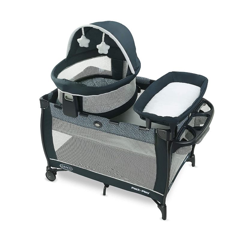 Photo 1 of Graco Pack 'n Play Travel Dome LX Playard | Includes Portable Bassinet, Full-Size Infant Bassinet, and Diaper Changer, Leyton--rip in the bassinet 
