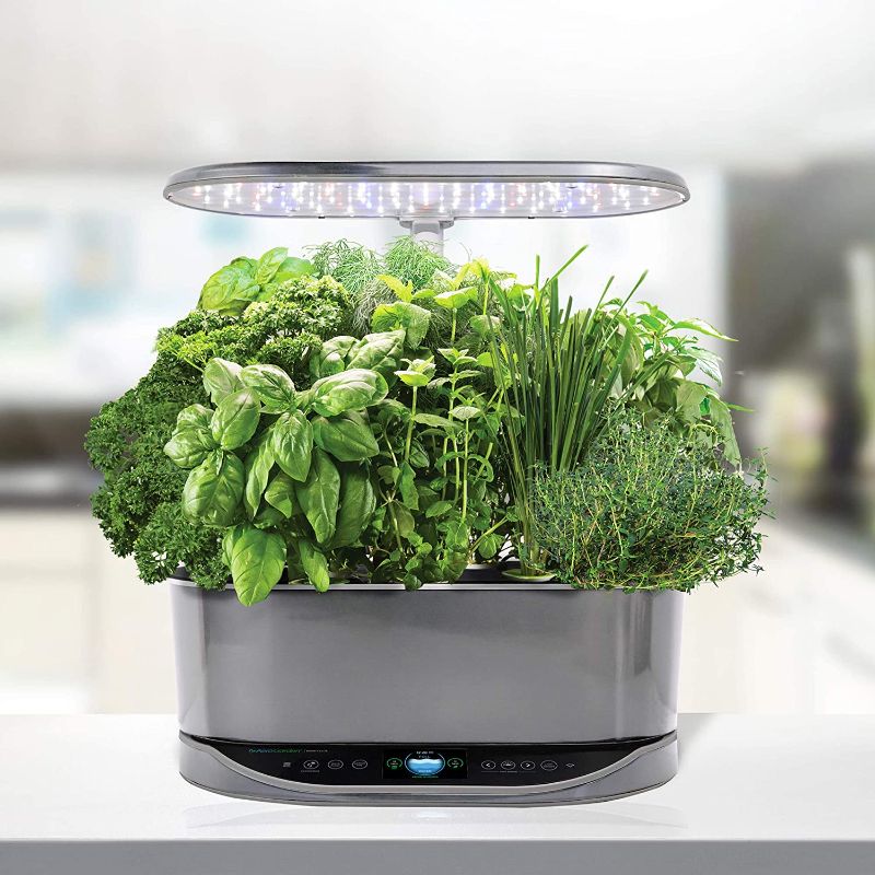 Photo 1 of AeroGarden Bounty Elite - Indoor Garden with LED Grow Light, WiFi and Alexa Compatible, Stainless Steel
