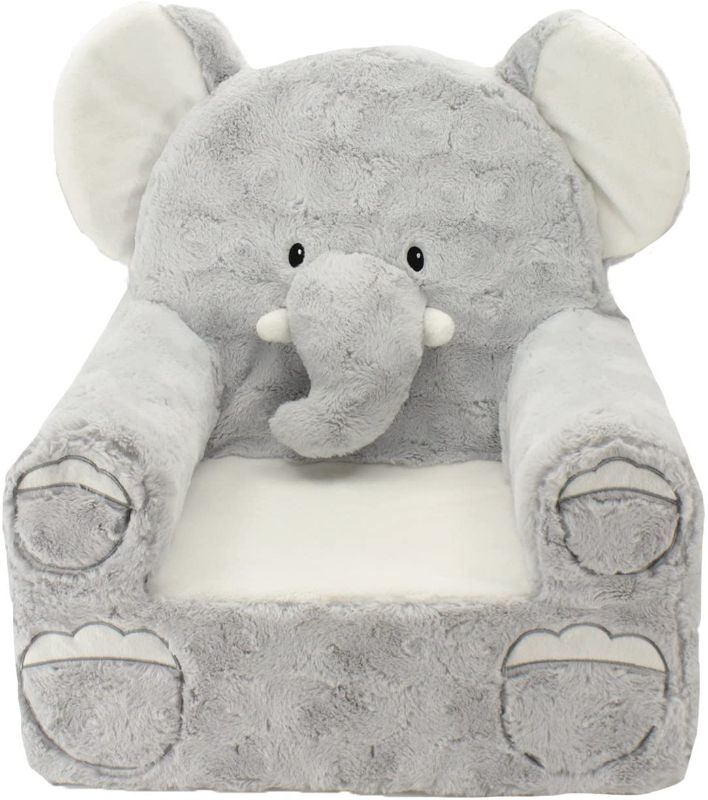 Photo 1 of Animal Adventure | Sweet Seats | Grey Elephant Children's Plush Chair Gray, Larger :14" x 19" x 20"--zipper ripped 
