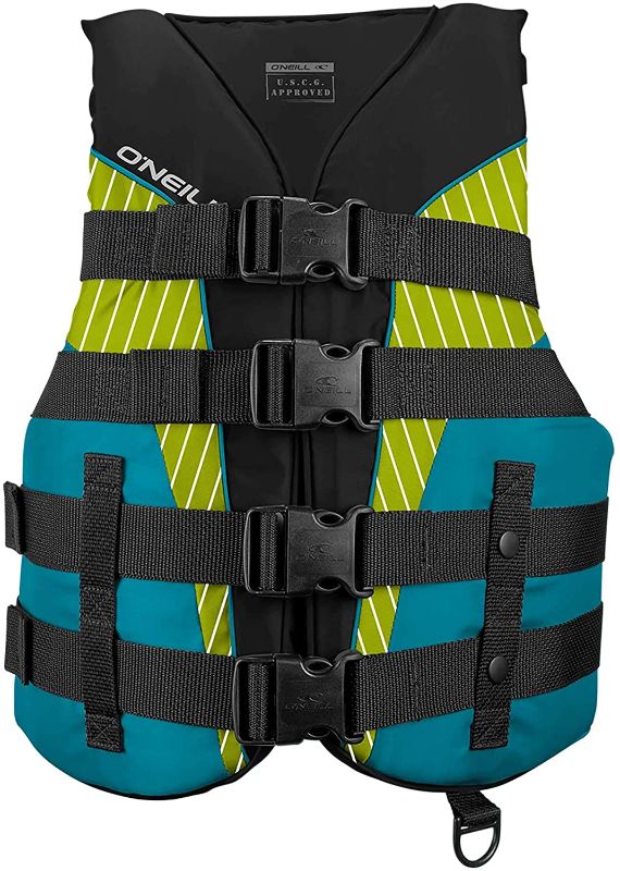 Photo 1 of O'Neill Women's Superlite USCG Life Vest, Black/Turquoise/Lime:Turquoise, S
