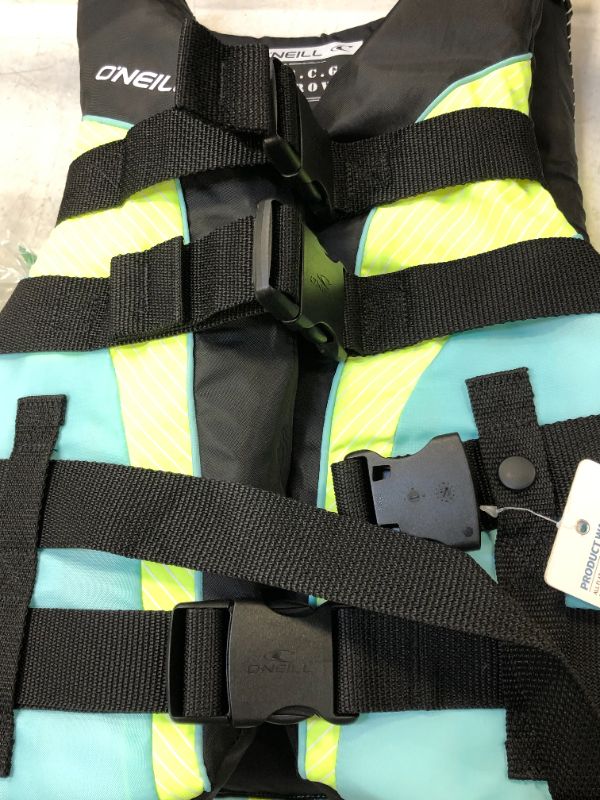 Photo 2 of O'Neill Women's Superlite USCG Life Vest, Black/Turquoise/Lime:Turquoise, S
