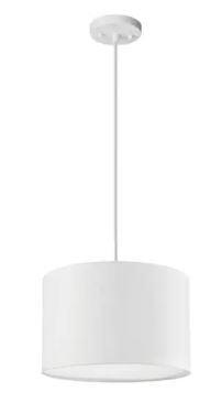 Photo 1 of Sutton 1-Light White Fabric Shade Plug-In or Hardwire Pendant Lighting by Globe
