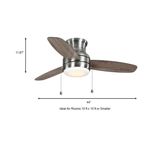 Photo 1 of Ashby Park 44 in. White Color Changing Integrated LED Brushed Nickel Ceiling Fan with Light Kit and 3 Reversible Blades
