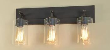 Photo 1 of Brooklyn 21 in.3-Light Espresso Vanity Light with Clear Glass Shades Hampton Bay