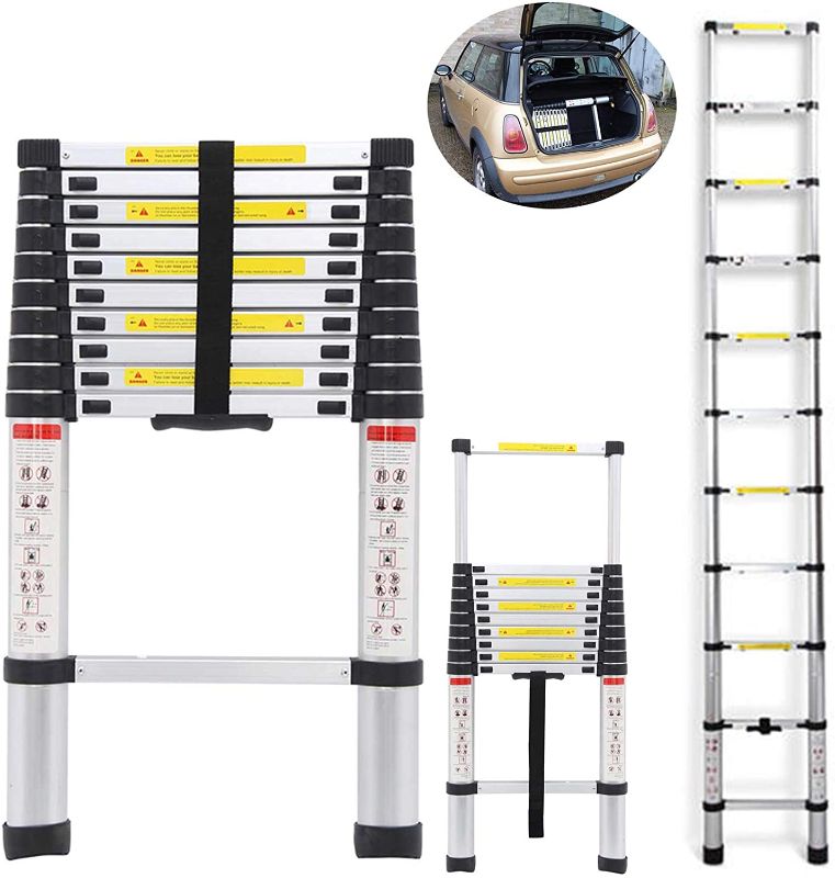 Photo 1 of 10.5FT Telescopic Ladders Aluminum Extendable Steps 330LB Capacity Straight Ladder for Decoration Outdoor Indoor Portable Compact Lightweight Easy Storage in Car Transport
