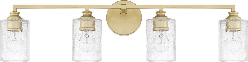 Photo 1 of Capital Lighting 120541CG-422 Milan Iced Glass Bath Vanity Wall Mount, 4-Light 400 Total Watts, 9"H x 33"W, Capital Gold
