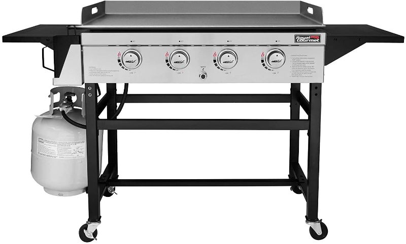 Photo 1 of Royal Gourmet GB4001B 4-Burner Flat Top Gas Grill 52000-BTU Propane Fueled Professional Outdoor Griddle 36inch Backyard Cooking with Side Table, Black
