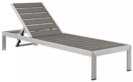 Photo 1 of Shore Outdoor Patio Aluminum Chaise - Silver/Gray - Modway
