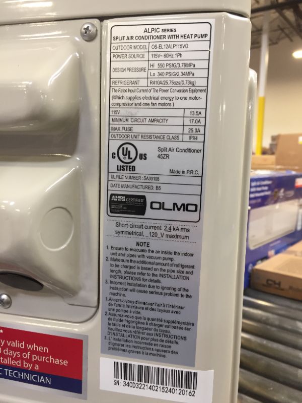Photo 1 of 18,000 BTU 1.5 Ton Alpic Eco Ductless Mini Split Air Conditioner with Heat Pump and Self Install Kit - 208/230-Volt 60Hz
