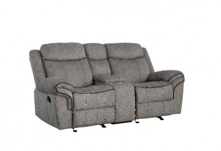 Photo 1 of Zubaida 2-Tone Gray Velvet Glider and Motion Loveseat with Console
