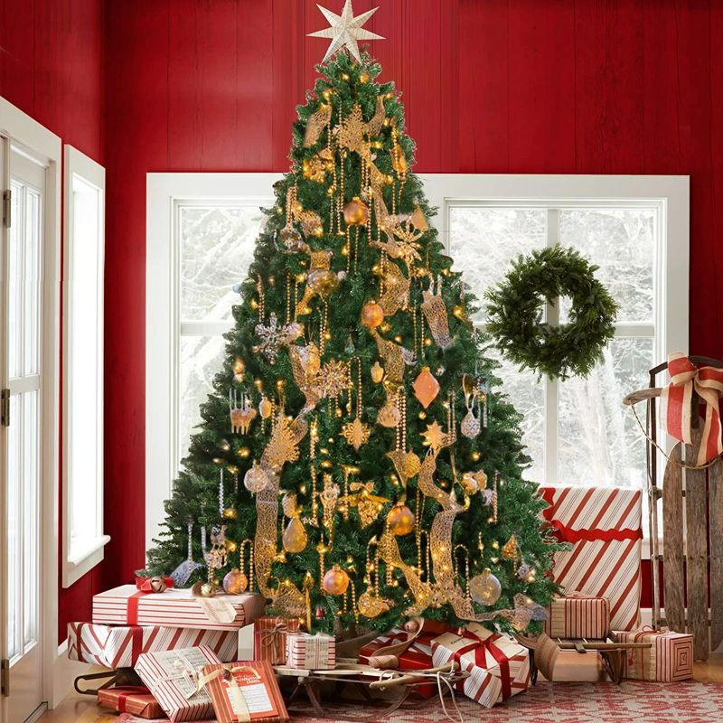 Photo 1 of 9ft Artificial Christmas Tree Large Spruce Hinged Full Christmas Tree