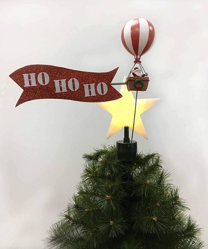 Photo 1 of Mr. Christmas Santa's Hot Air Balloon Animated Tree Topper with Banner (8-Inch)

