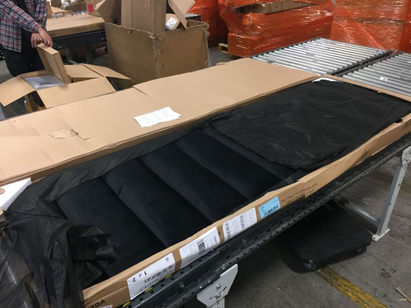 Photo 2 of box 1 of 2 for DHP Callie Upholstered Bed, King Size Frame, Black Velvet
