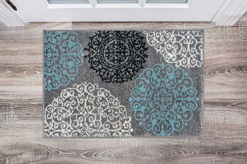 Photo 1 of Contemporary Modern Floral Gray 2' x 3' Indoor Soft Area Rug
