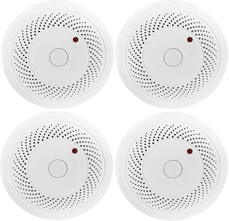 Photo 1 of 4 Pack Smoke Detector Battery Operated with Photoelectric Sensor and Silence Button, Travel Portable
