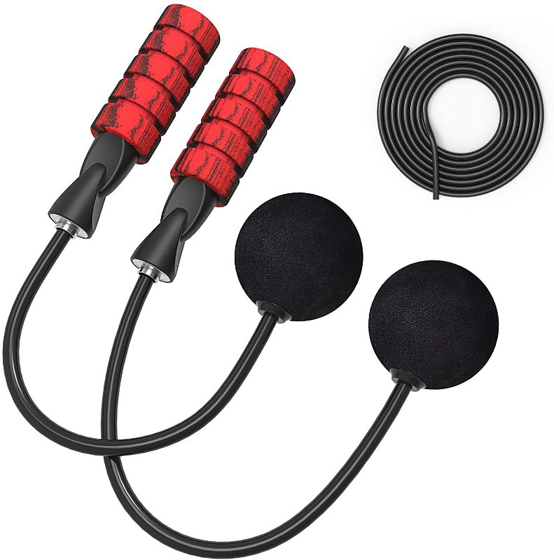 Photo 1 of 2 pack - TEPECH Ropeless Jump Rope + 9.2ft rope, indoor cordless jump rope weighted for Fitness
