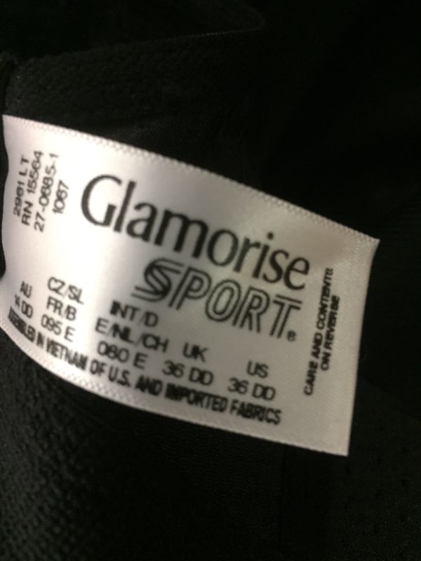 Photo 3 of GLAMORISE SPORT WOMENS BLACK BRA SIZE 36 DD