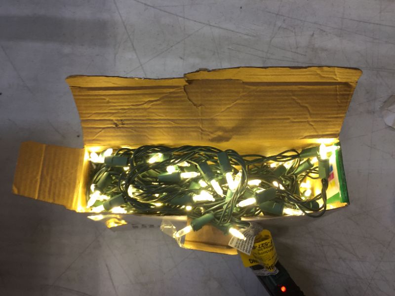 Photo 1 of 28.8 ft. 100-Light Warm White Super-Bright Steady Lit Mini LED Lights
