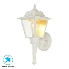 Photo 1 of 1-Light White Outdoor Wall Lantern Sconce
