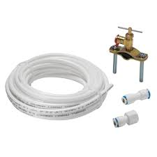 Photo 1 of 1/4 in. x 25 ft. Push-to-Connect Brass Poly Ice Maker Kit Includes Saddle Valve and Fittings
