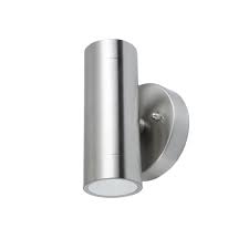 Photo 1 of 2-Light Brushed Stainless Steel Outdoor Integrated LED Wall Lantern Sconce
