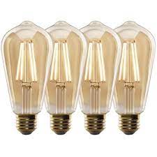 Photo 1 of 60W Equivalent ST19 Dimmable Straight Filament Amber Glass Vintage Edison LED Light Bulb, Warm White (4-Pack)
