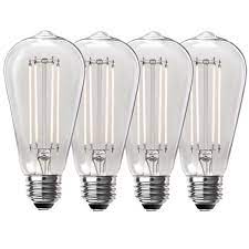 Photo 1 of 100-Watt Equivalent ST19 Dimmable Straight Filament Clear Glass Vintage Edison LED Light Bulb, Daylight (4-Pack)
