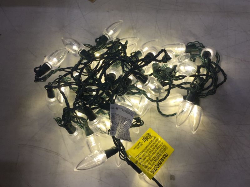 Photo 2 of 32.6 ft. 50-Light Warm White Transparent Bulb LED C9 Steady Lit Ultra Bright Heavy Duty Lights
