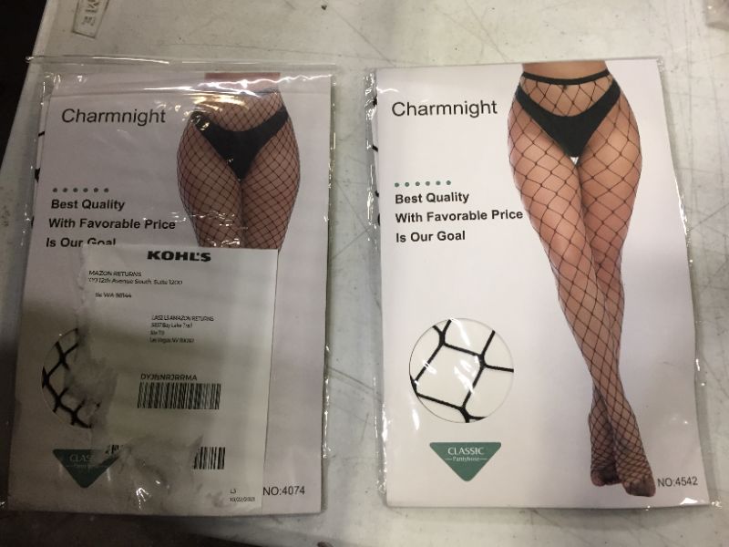 Photo 2 of 2 PACK Charmnight Womens High Waist Tights Fishnet Stockings Thigh High Pantyhose
