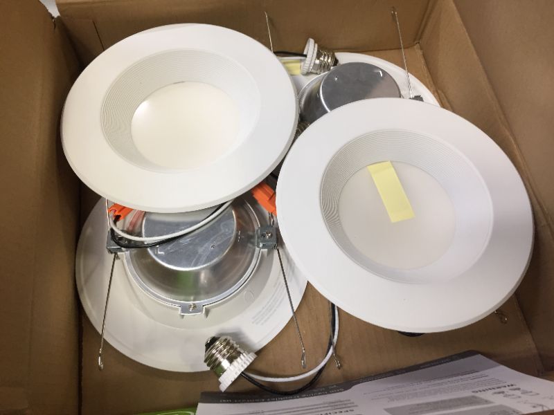 Photo 2 of Sunco Lighting 4 Pack 5 / 6 Inch Baffle Recessed Retrofit Kit LED Light Fixture
