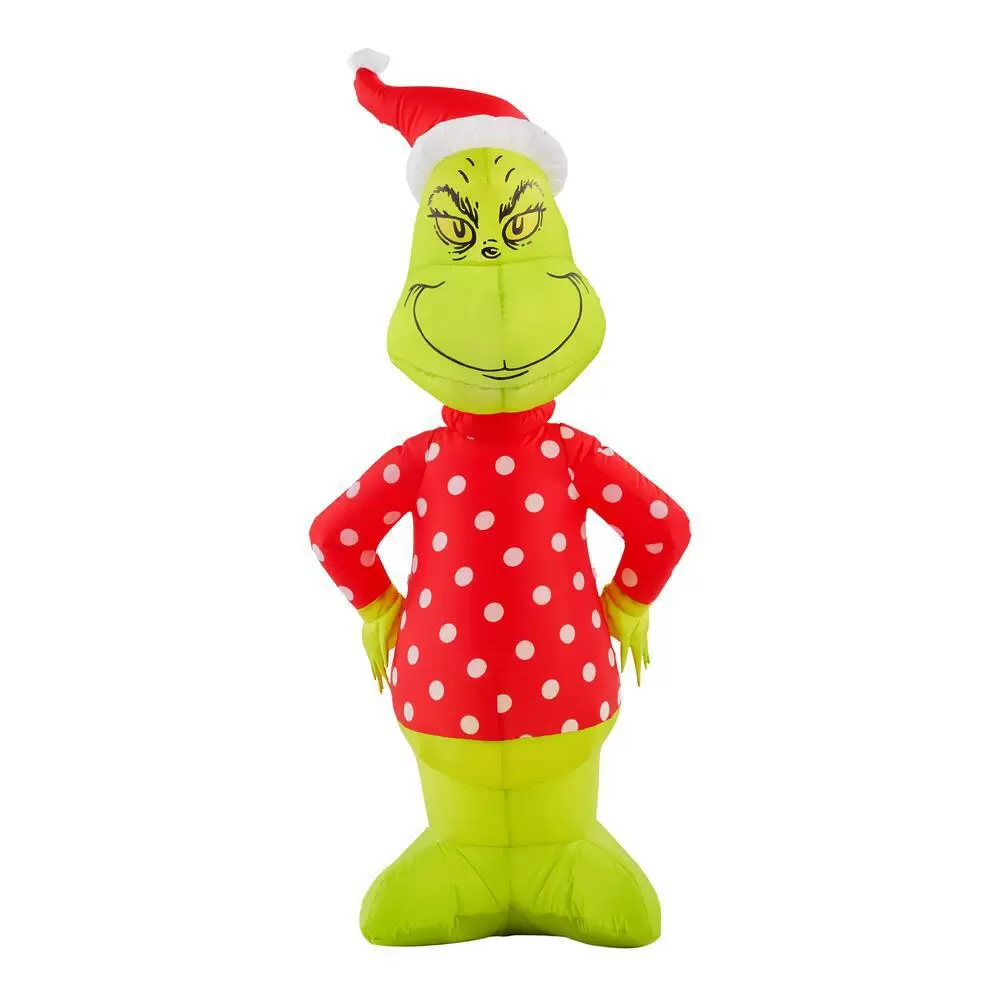 Photo 1 of Dr. Seuss 4 ft Pre-Lit LED Grinch with Polka Dot Sweater and Santa Hat Christmas

