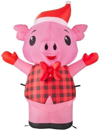 Photo 1 of 3.5 ft Pre-Lit LED Airblown Pig Christmas Inflatable
