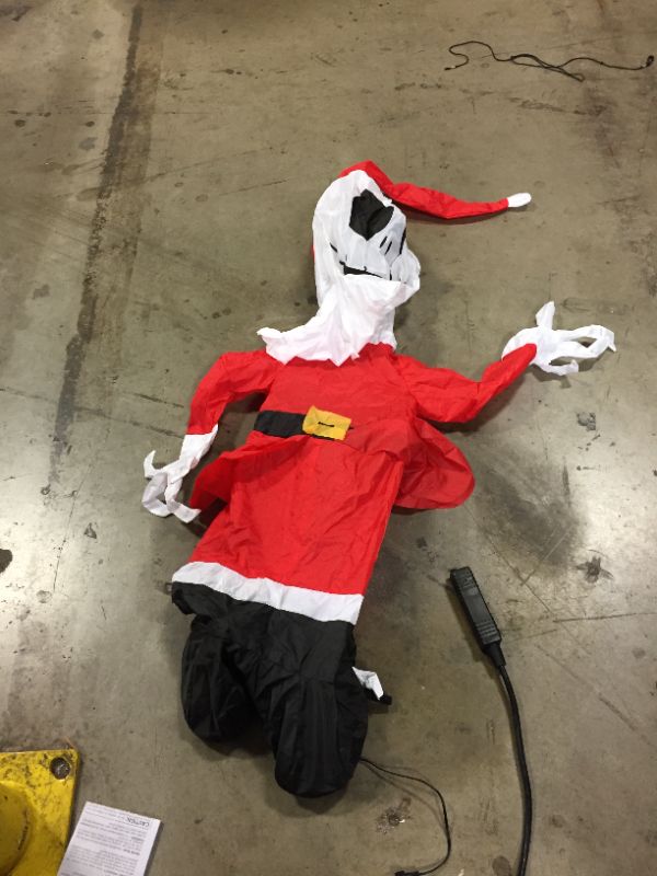 Photo 2 of 4 ft Pre-Lit LED Airblown Disney Jack Skellington as Santa Christmas Inflatable
