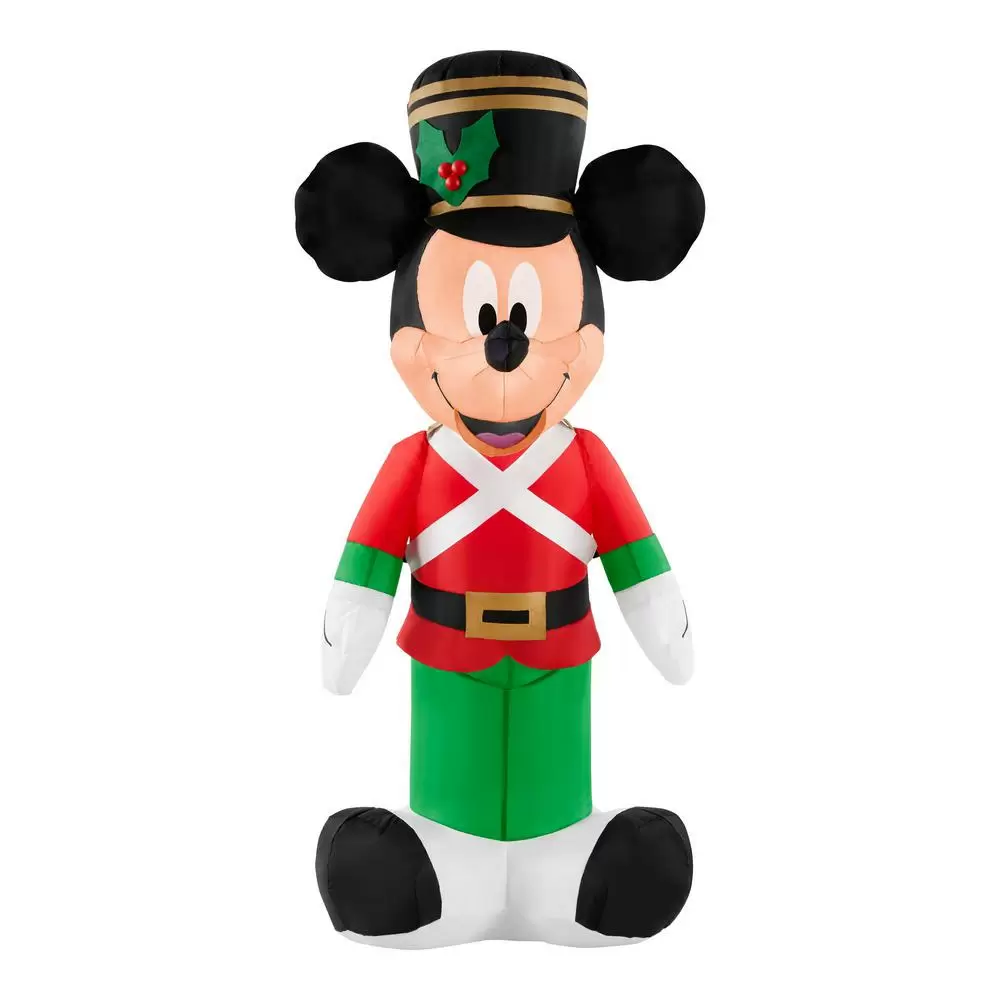 Photo 1 of 3.5 ft. Pre-Lit LED Disney Airblown Mickey as Toy Soldier Christmas Inflatable
