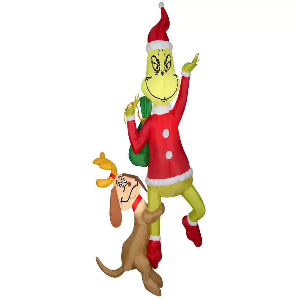 Photo 1 of 6 Ft Hanging Grinch Max Lighted Outdoor Inflatable Christmas Yard Decor Airblown
