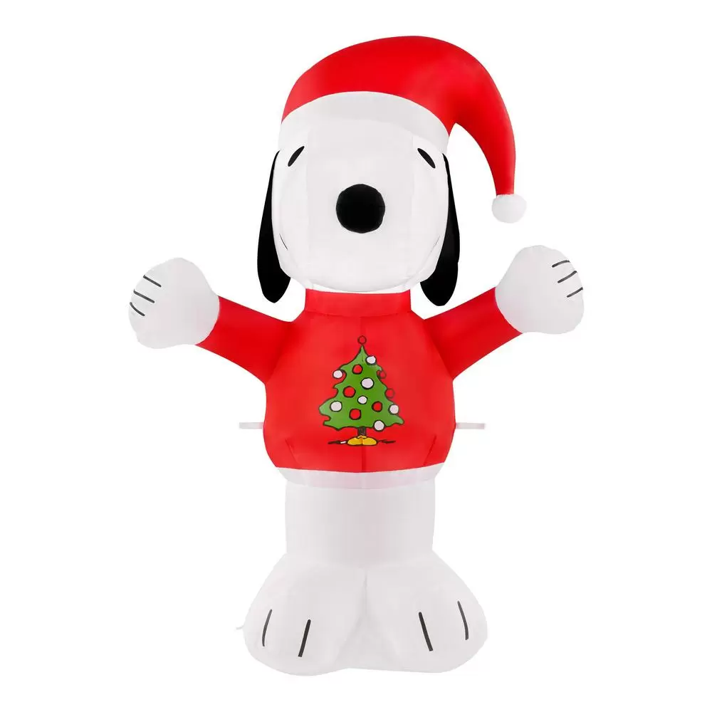 Photo 1 of 3.5 ft Pre-Lit LED Peanuts Airblown Snoopy in Christmas Tree Sweater Christmas I
