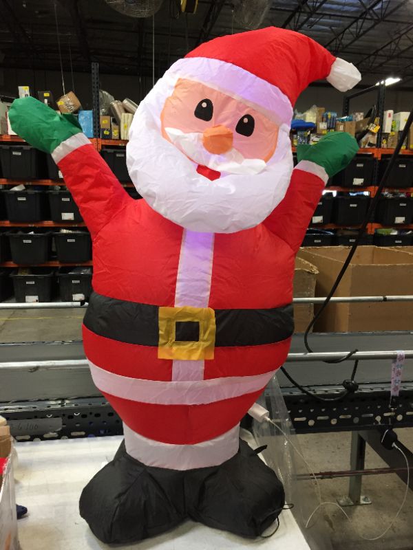 Photo 2 of 3.5 ft Pre-Lit LED Airblown Santa Christmas Inflatable