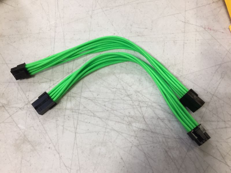 Photo 1 of 2 PACK 30cm EPS 8P(4+4) CPU ATX Motherboard PSU Power Supply Braided Sleeved Custom Mod PC Extension Cable?Strong & Stiff DesigN?300mm - GREEN