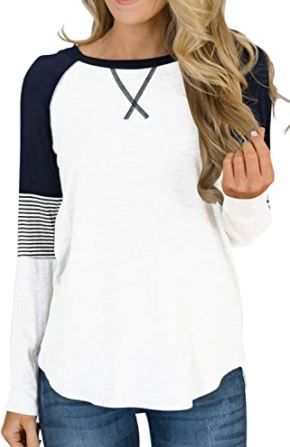 Photo 1 of Hilltichu Womens Color Block Round Neck Tunic Tops Casual Long Sleeve Shirt Blouse
Size: M