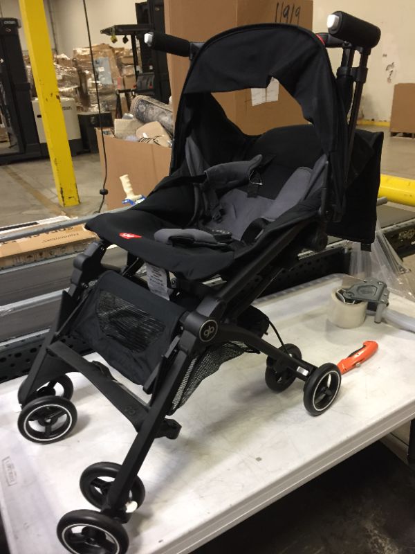 Photo 1 of gb Pockit+ All-Terrain, Ultra Compact Lightweight Travel Stroller with Canopy and Reclining Seat in Velvet Black
